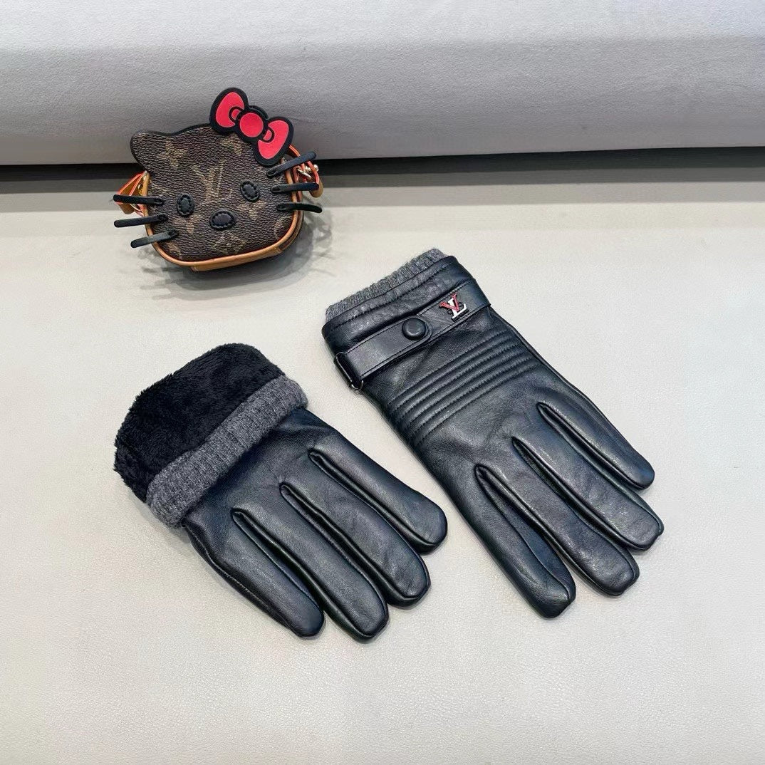 LV Gloves In Black Lambskin 453770