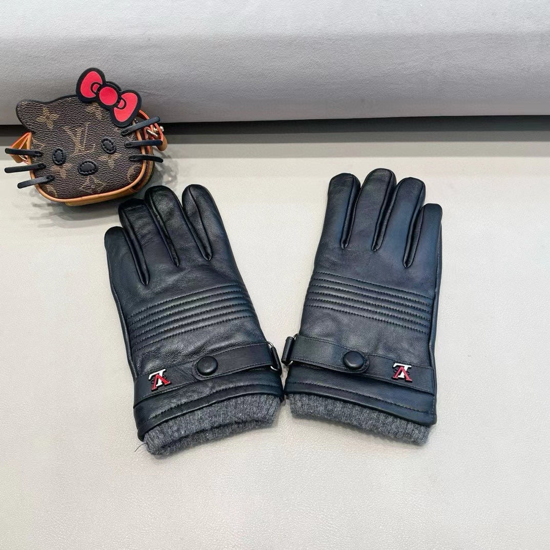 LV Gloves In Black Lambskin 453770