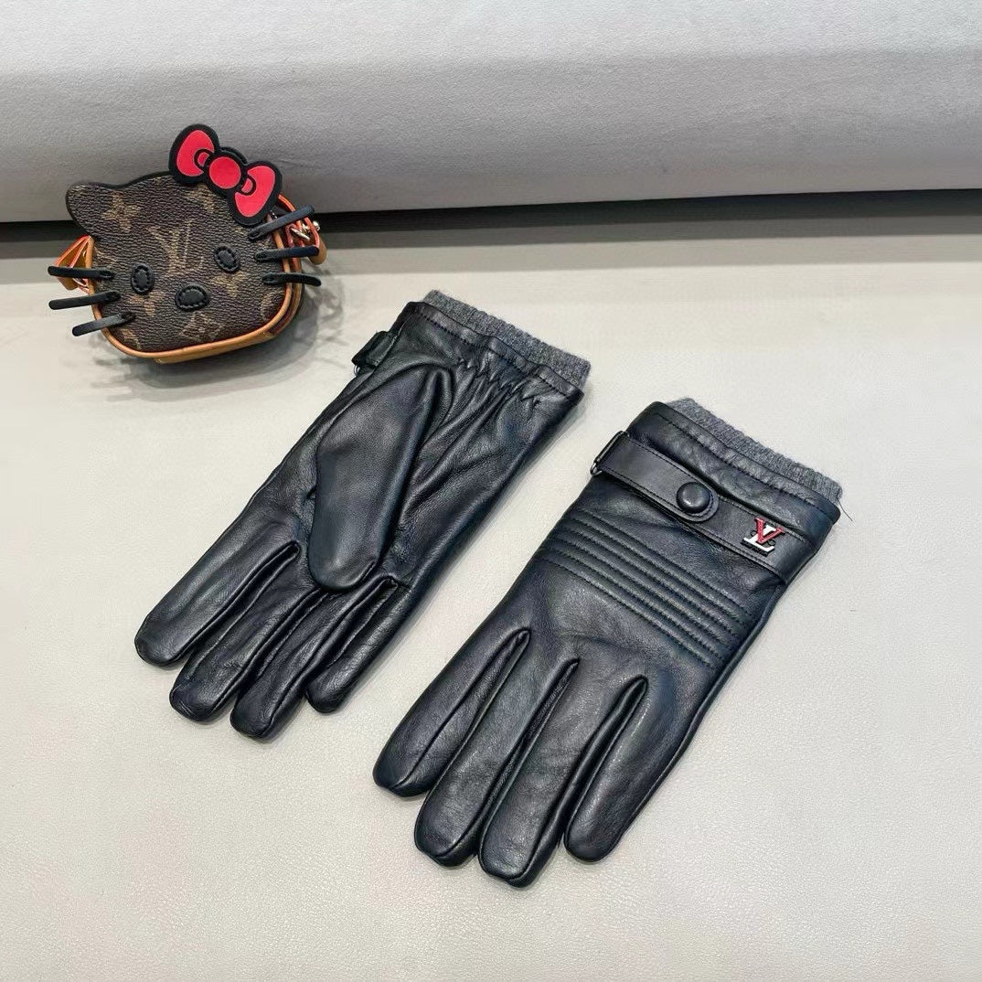 LV Gloves In Black Lambskin 453770