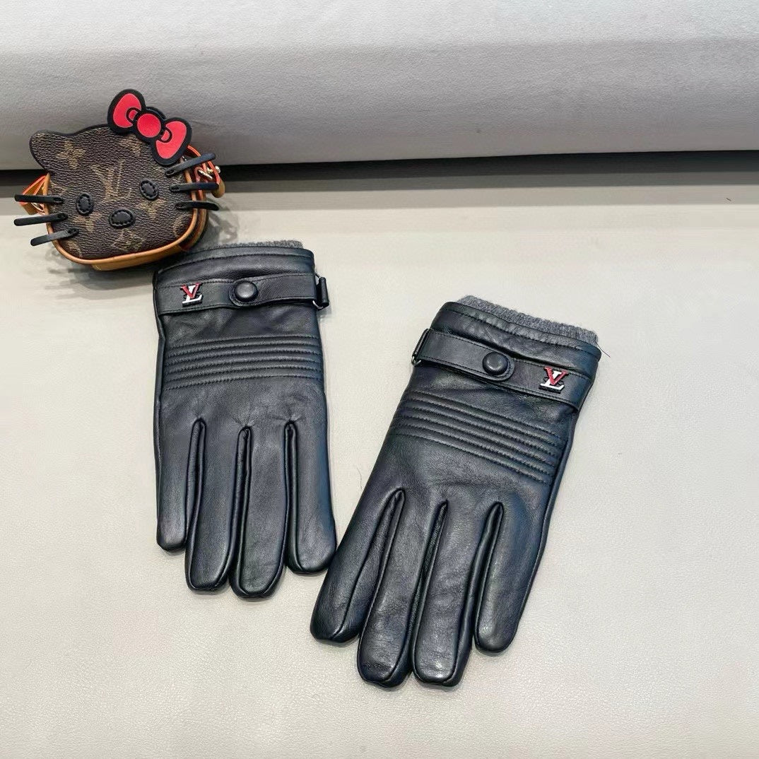 LV Gloves In Black Lambskin 453770