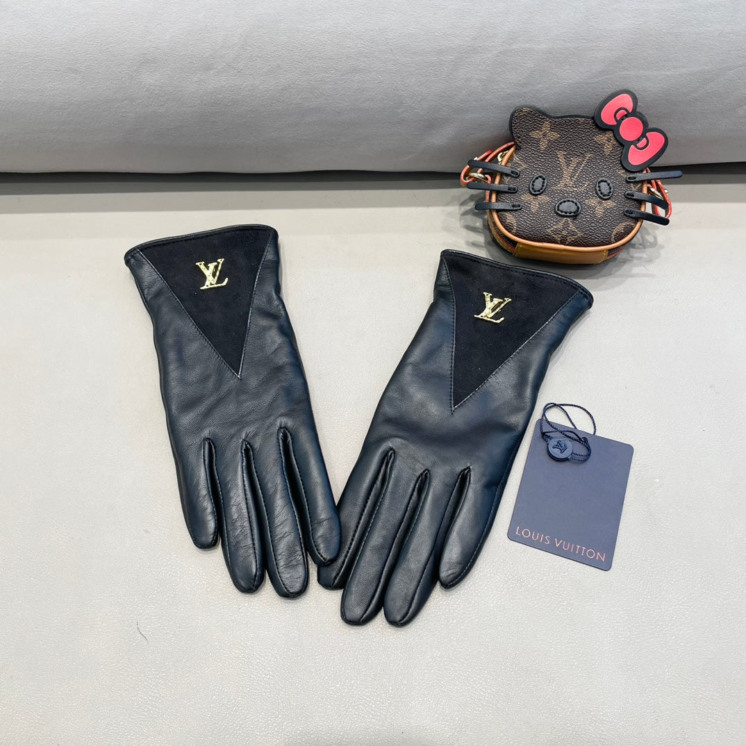 LV Gloves In Black Lambskin And Stretch Wool 456259