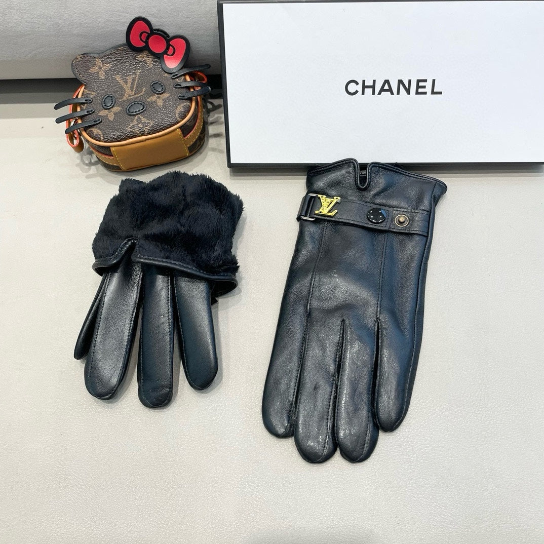 LV Gloves In Black Lambskin 460060