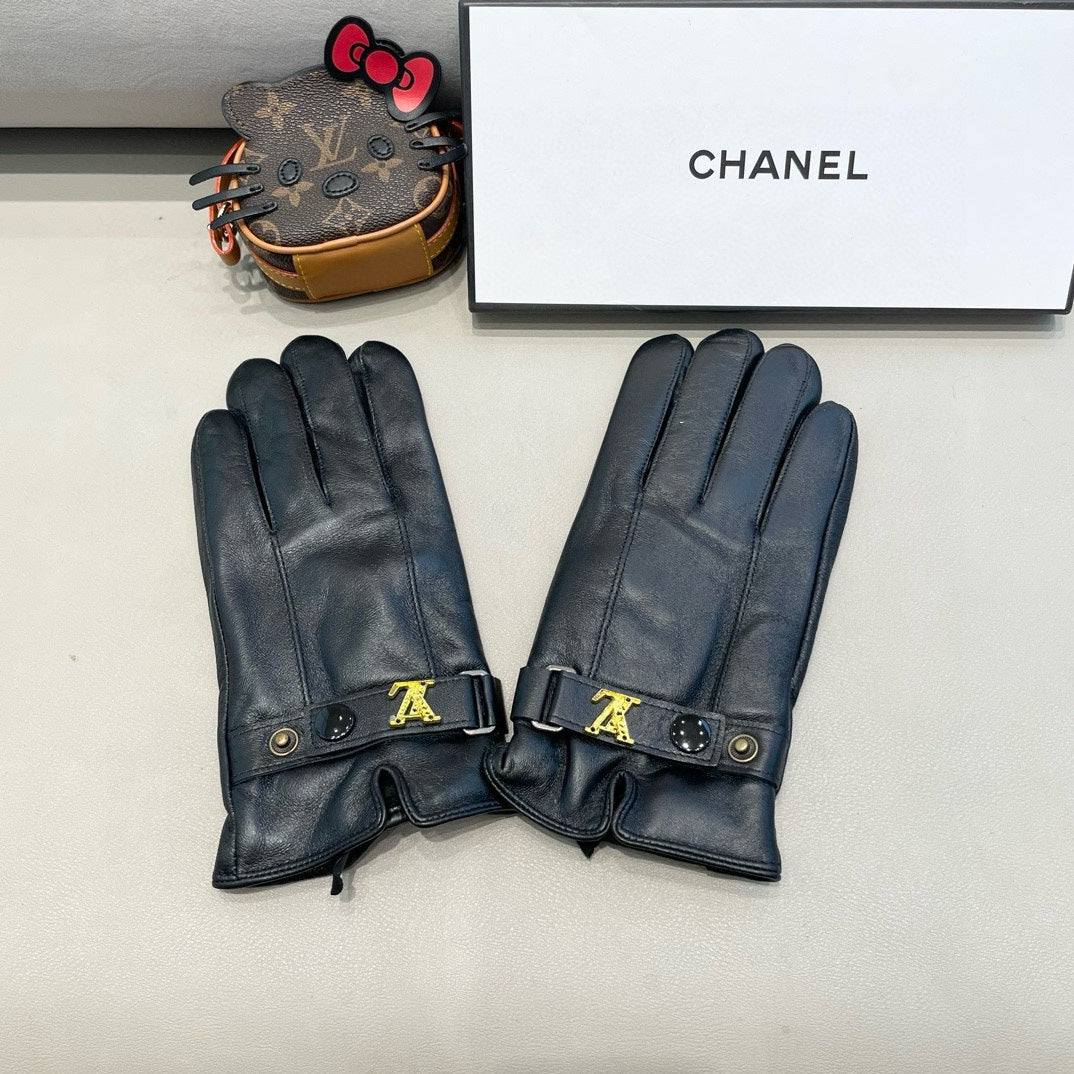 LV Gloves In Black Lambskin 460060