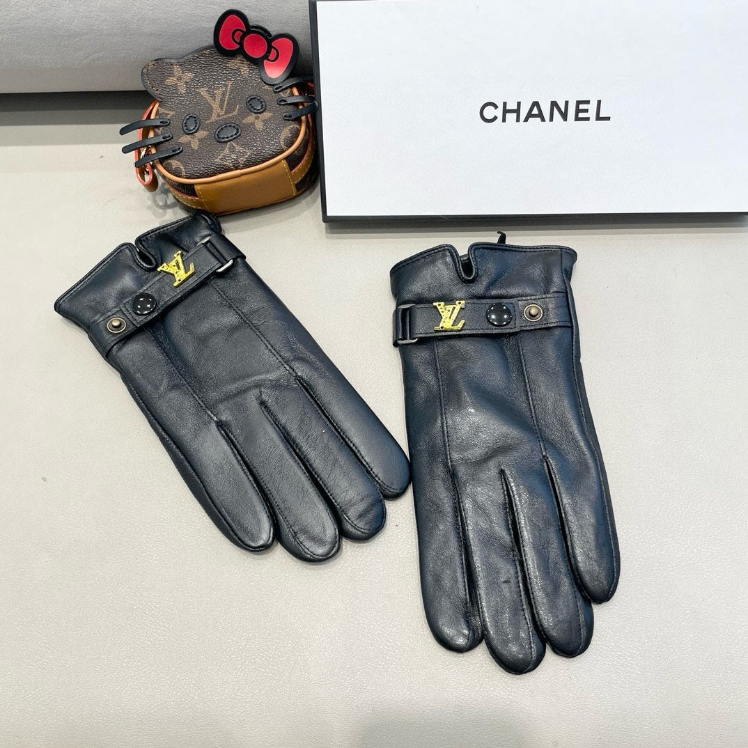 LV Gloves In Black Lambskin 460060