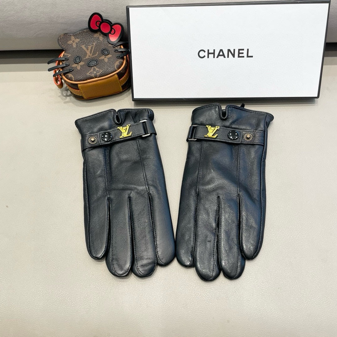 LV Gloves In Black Lambskin 460060