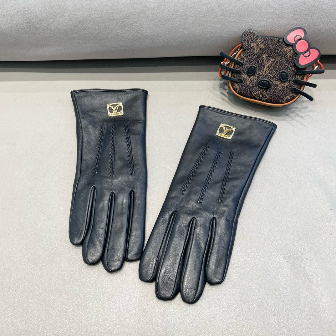 LV Gloves In Black Lambskin 462398