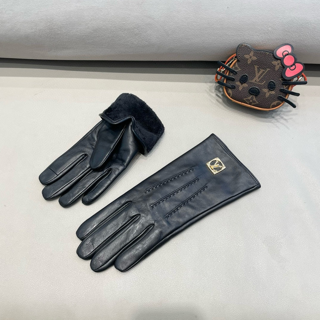 LV Gloves In Black Lambskin 462398