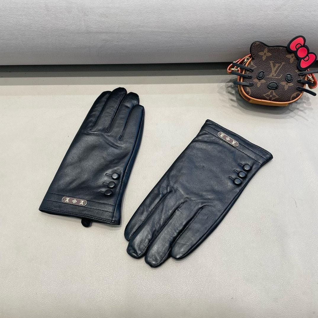 LV Gloves In Black Lambskin 475527