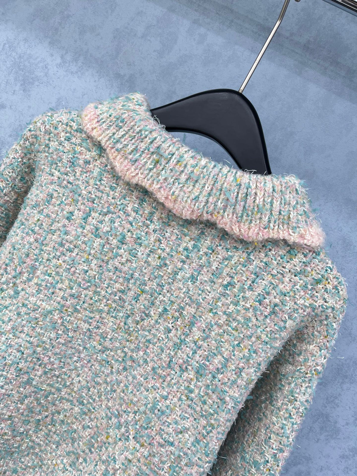 CC 2025 Petal Collar Pullover Sweater Blue Pink Wool 325851