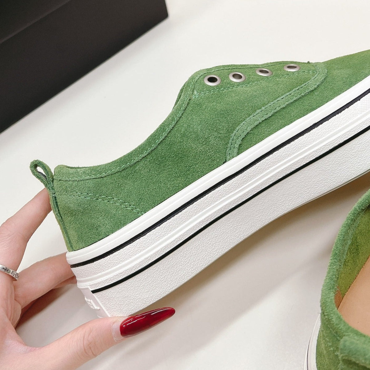 Double C Platform Biscuit Shoes Fabric Cool Green