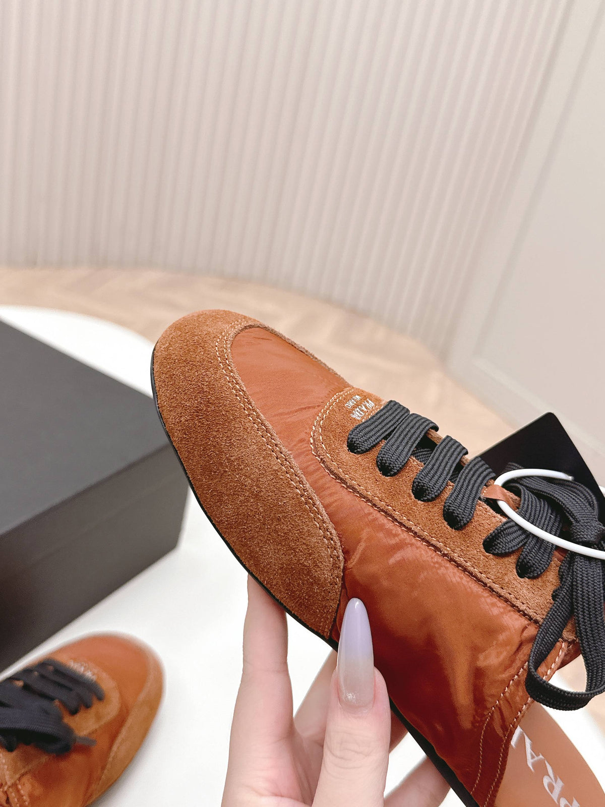 PRA 26S Mule Sneaker Camel Brown Suede Canvas 600607