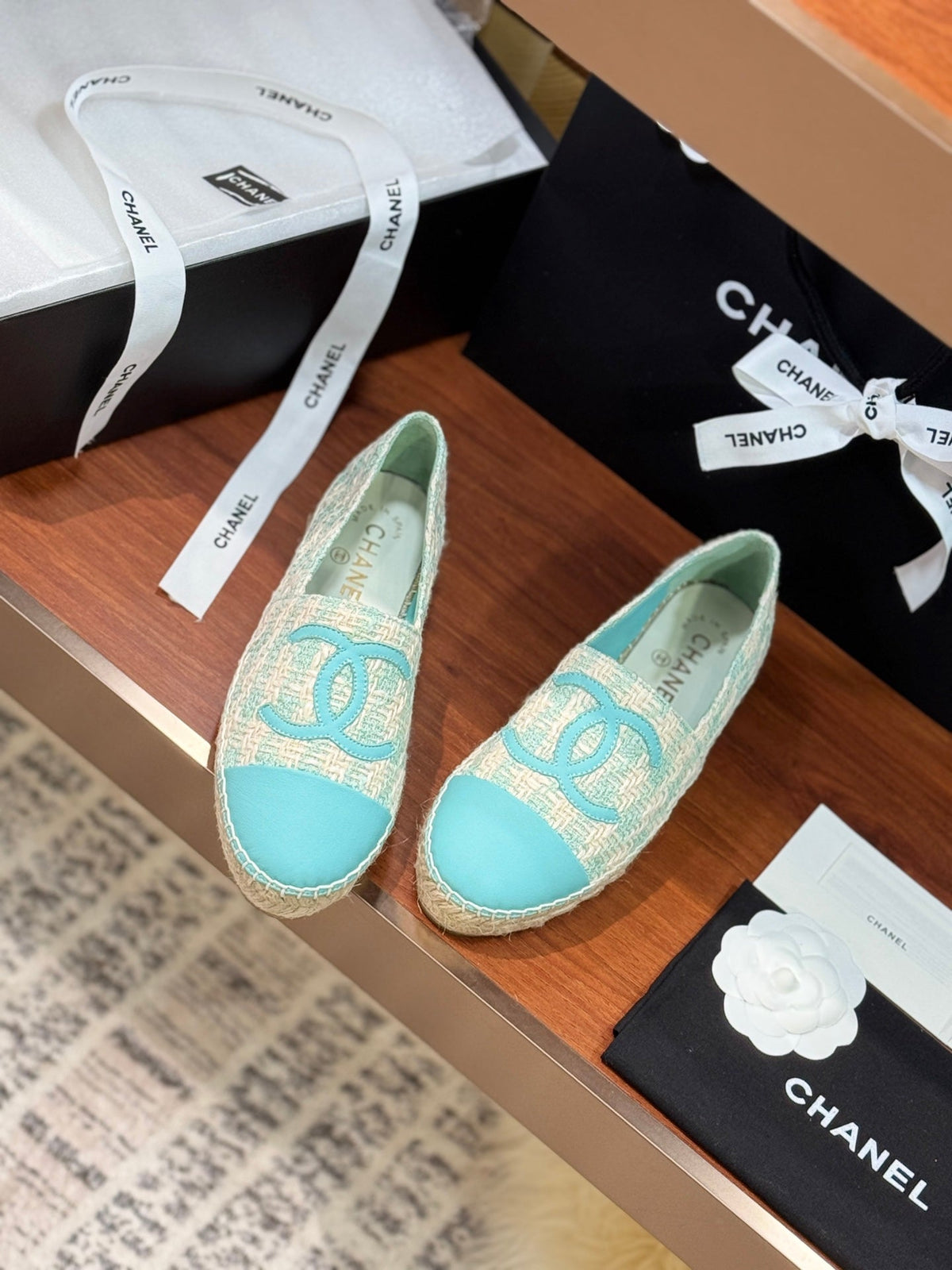 CC 25 Espadrilles Logo Blue Fabric Sheepskin 310159
