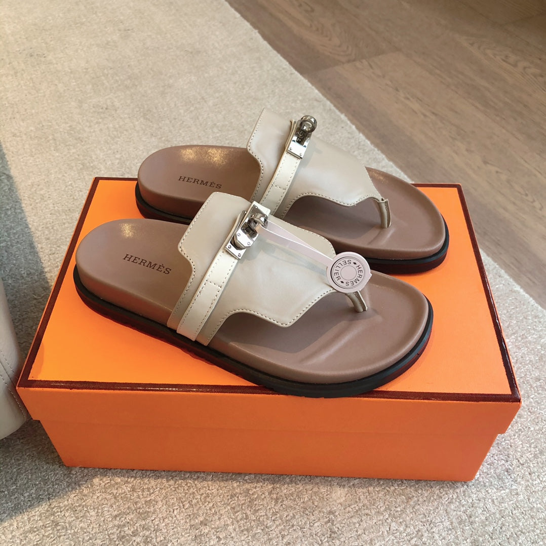 Empire Sandal Soft Taupe Brown Goatskin