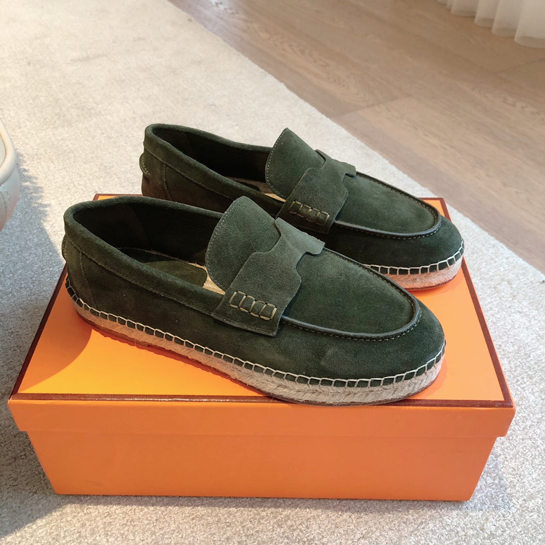 HM Trip Espadrille Olive Green Suede