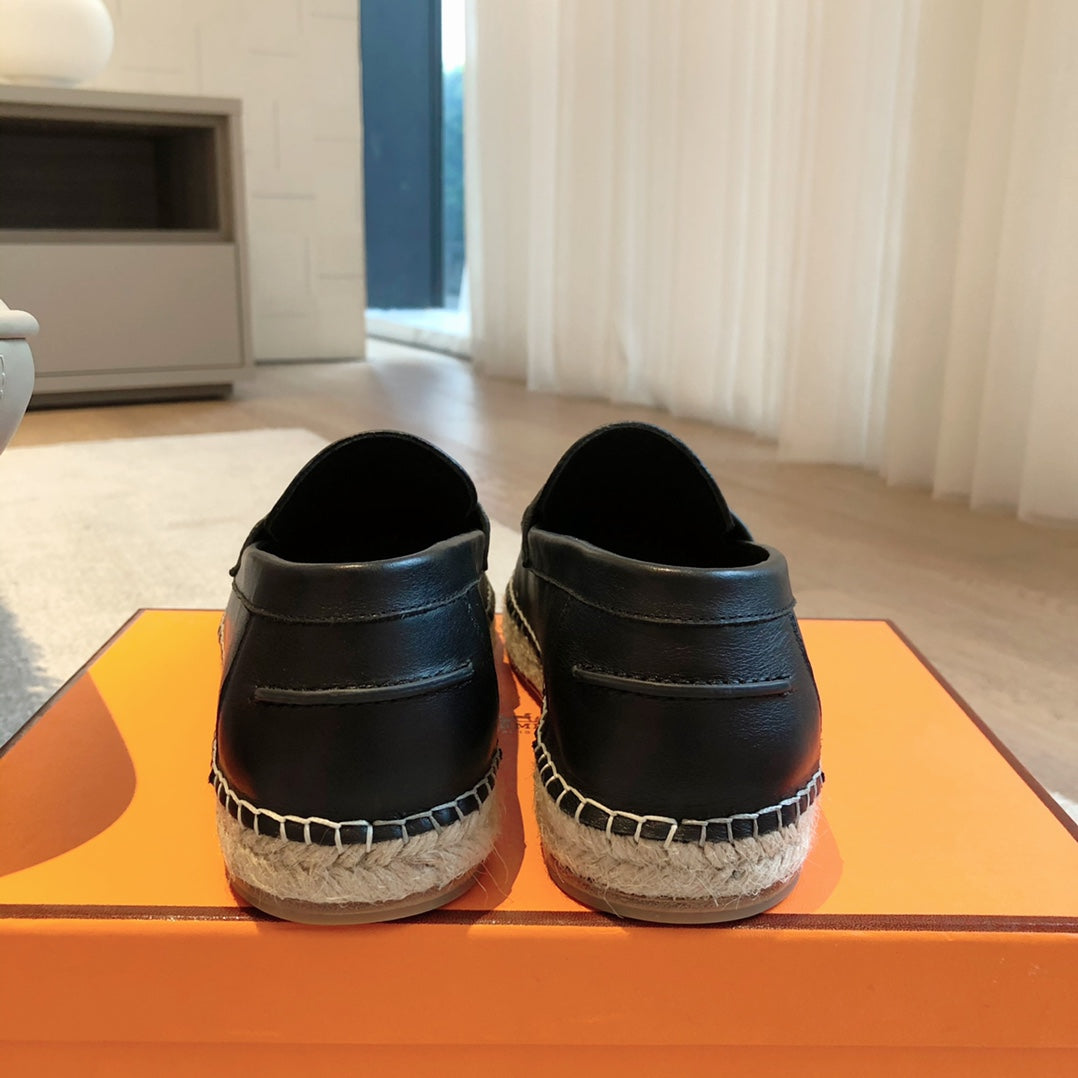HM Trip Espadrille BLack Calfskin