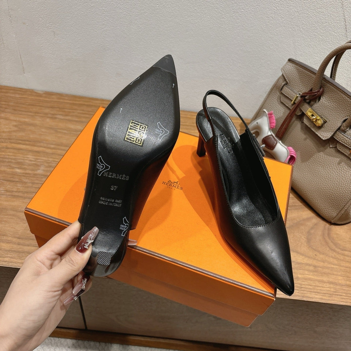 Hermes 2026 Lover 80 Slingback Pump Black Nappa Leather 526197