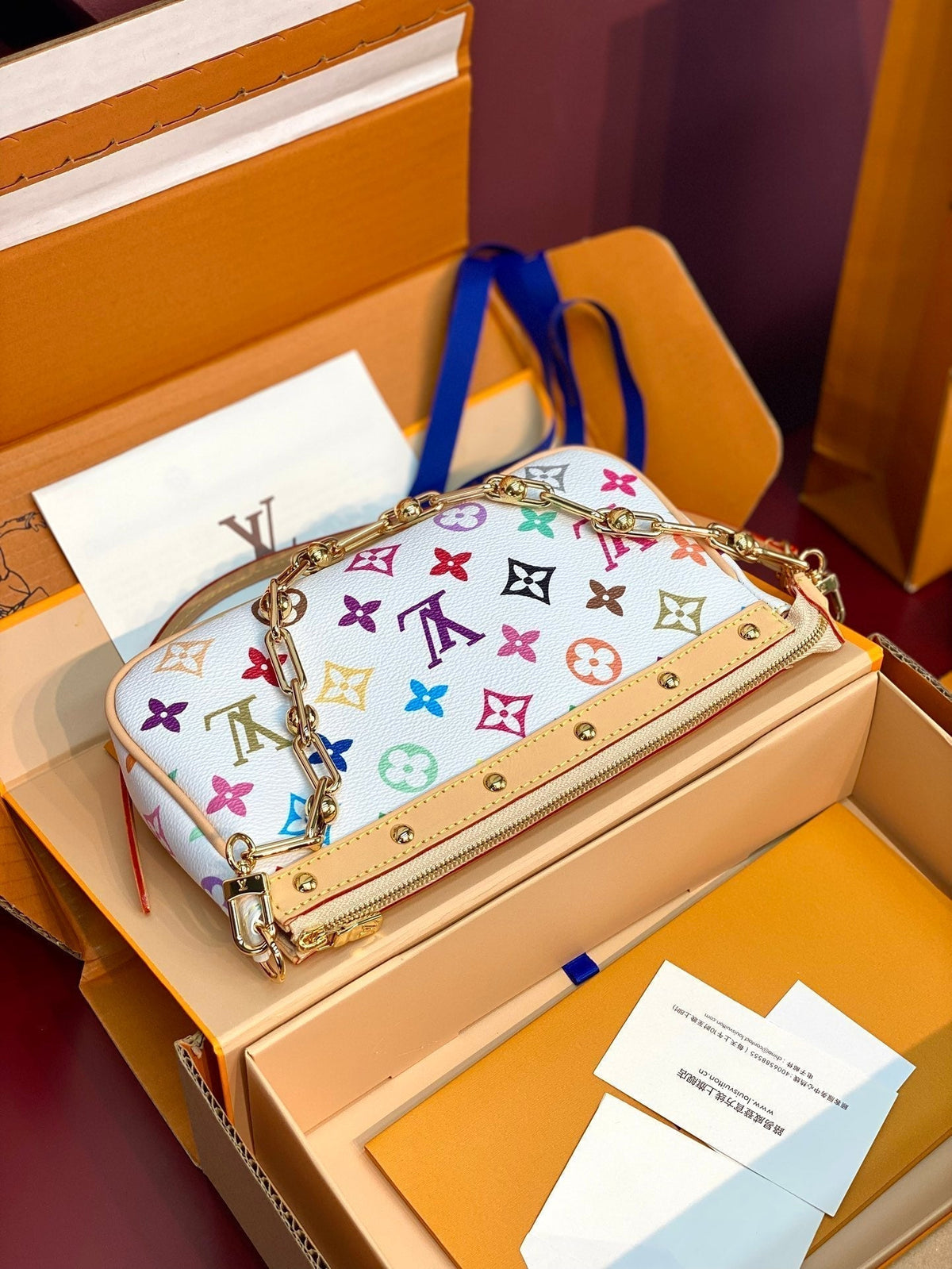 LV x TM Pochette Accessoires 22cm White Muticolor Monogram Canvas