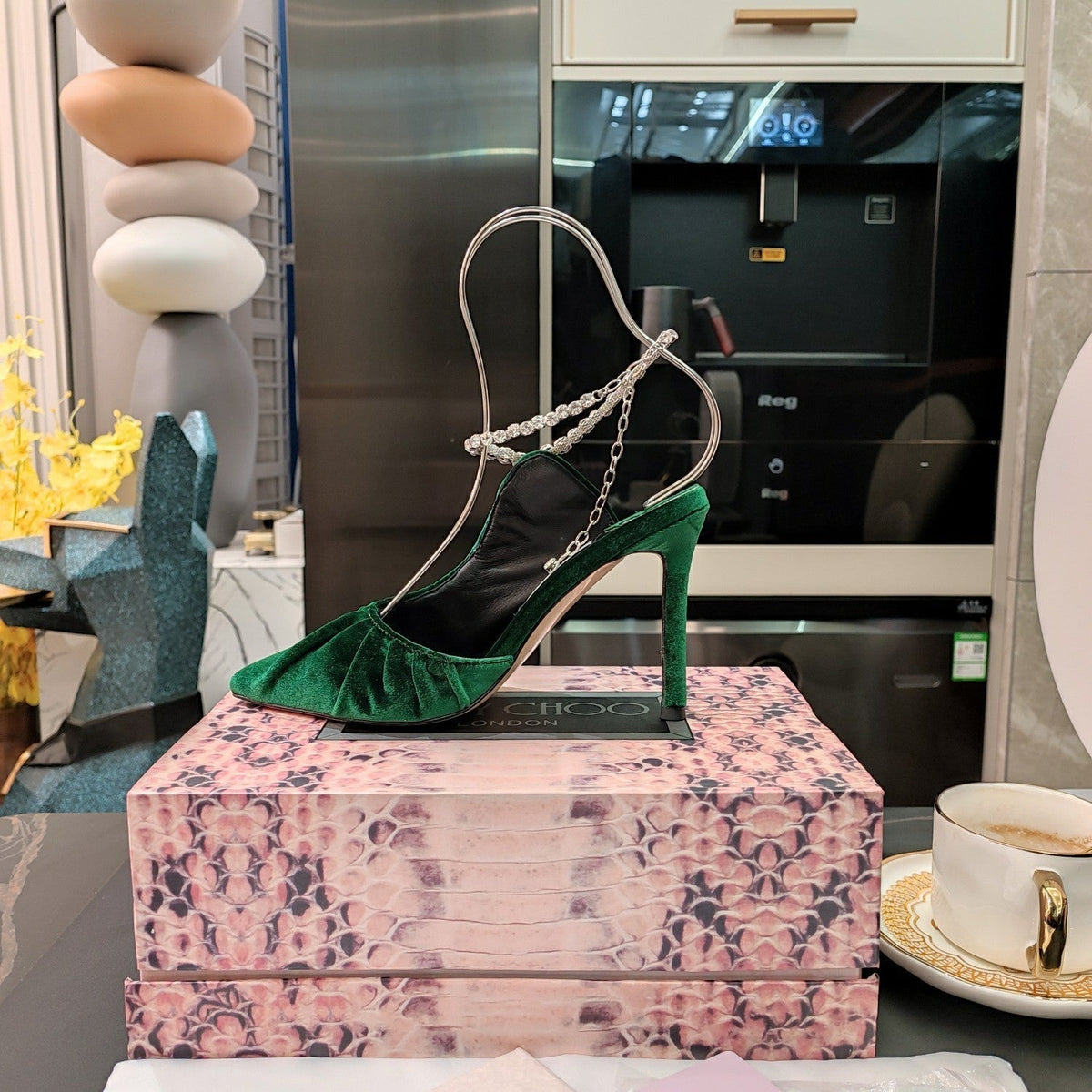 Jimmy 25 Slingback Pump Green Velvet 240090