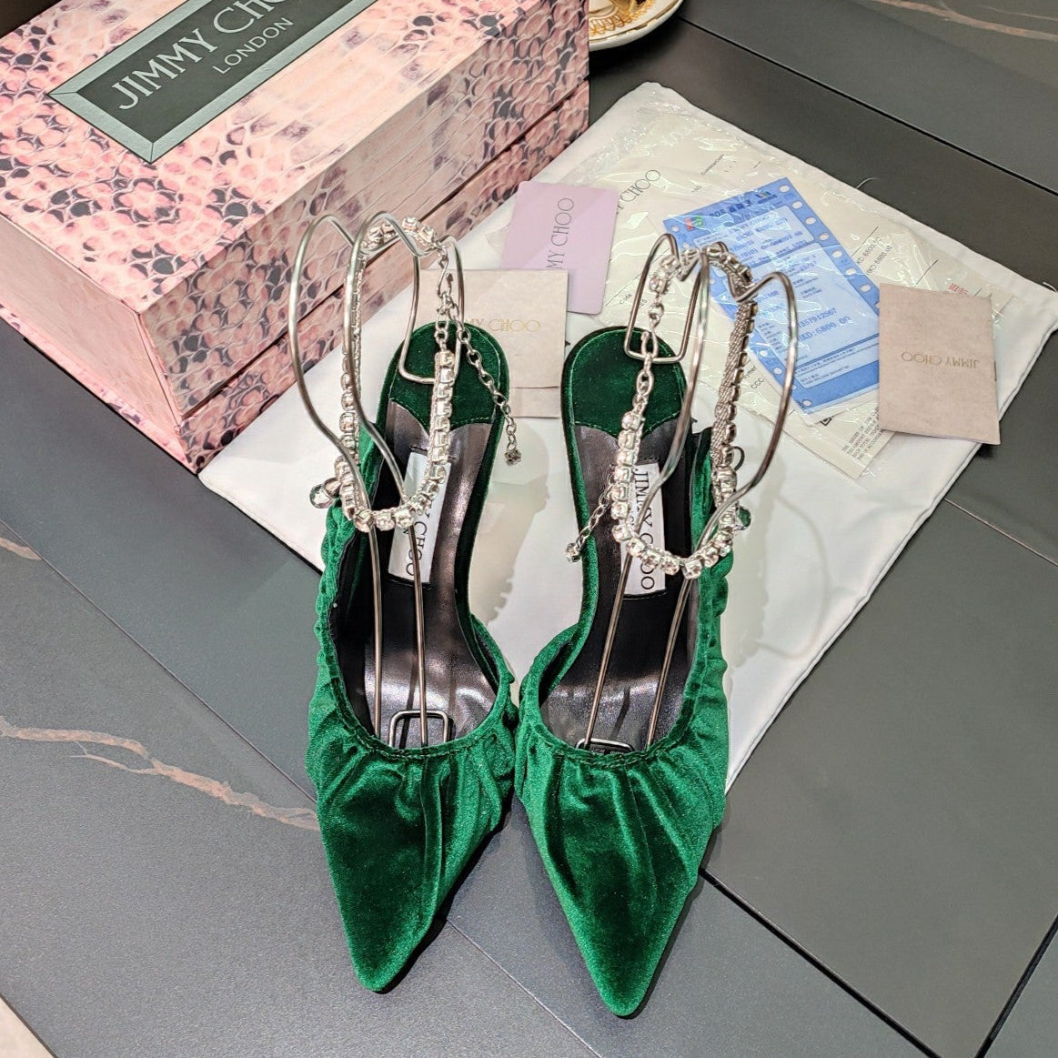 Jimmy 25 Slingback Pump Green Velvet 240090