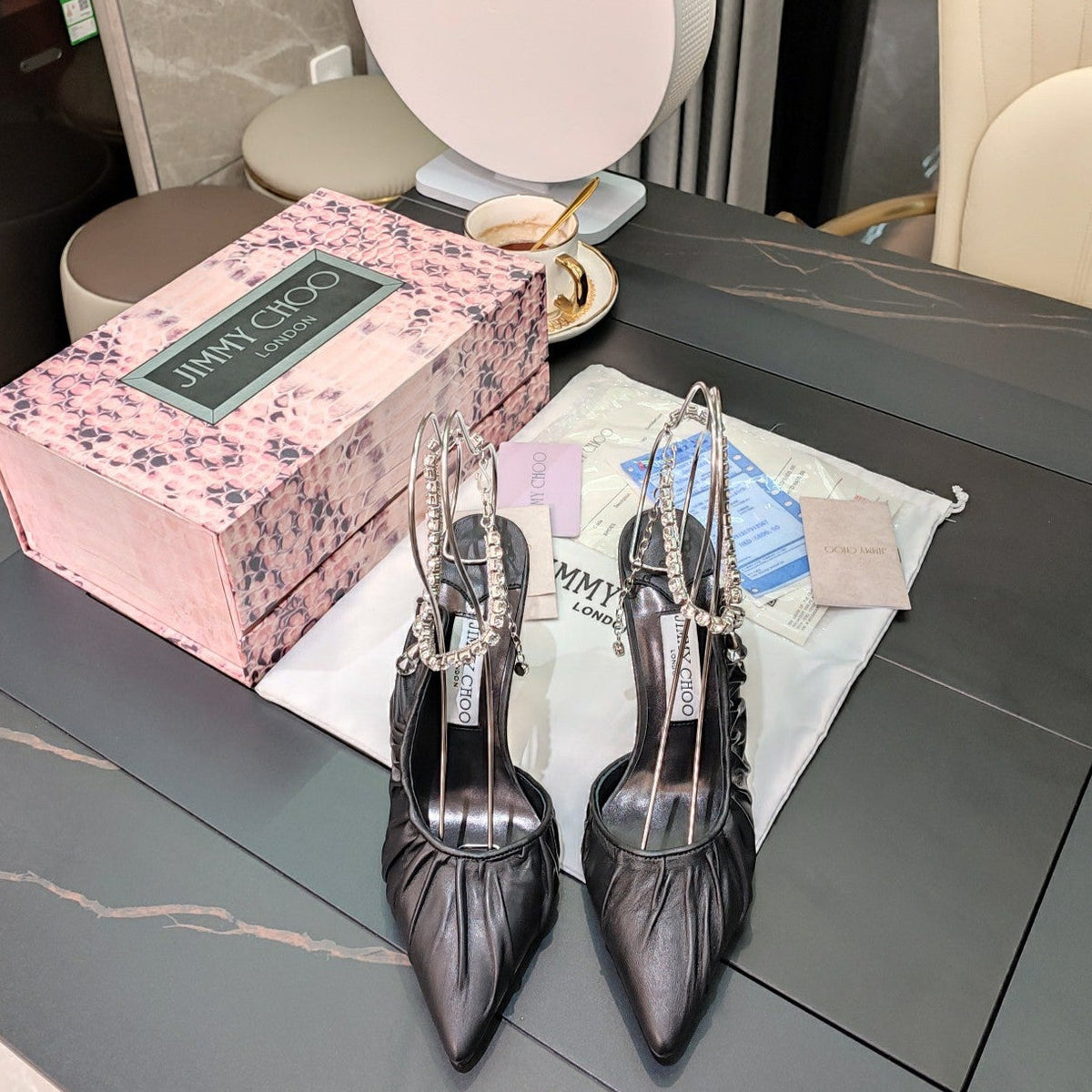Jimmy 25 Slingback Pump Black Sheepskin 240091
