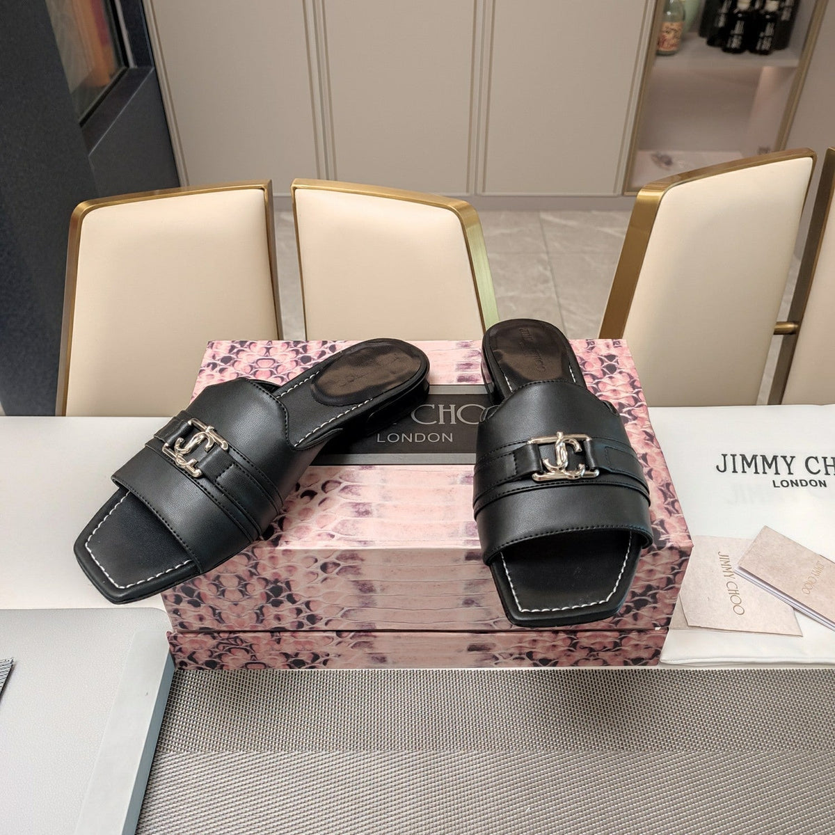 Jimmy 25 Slippers Black Nappa Leather 240101