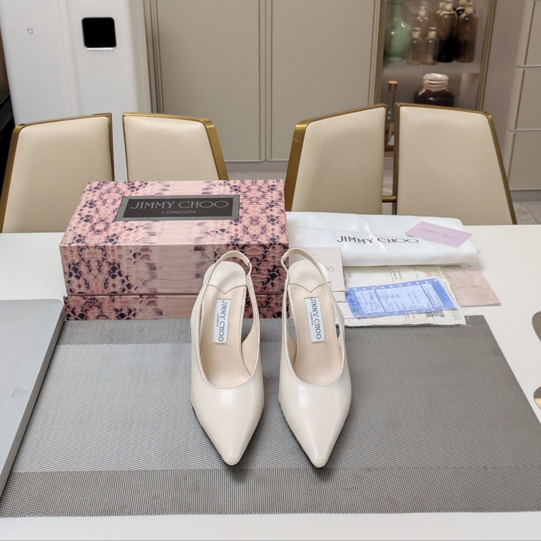 Jimmy 25 Slingback Pump Heels White Nappa Leather 240027