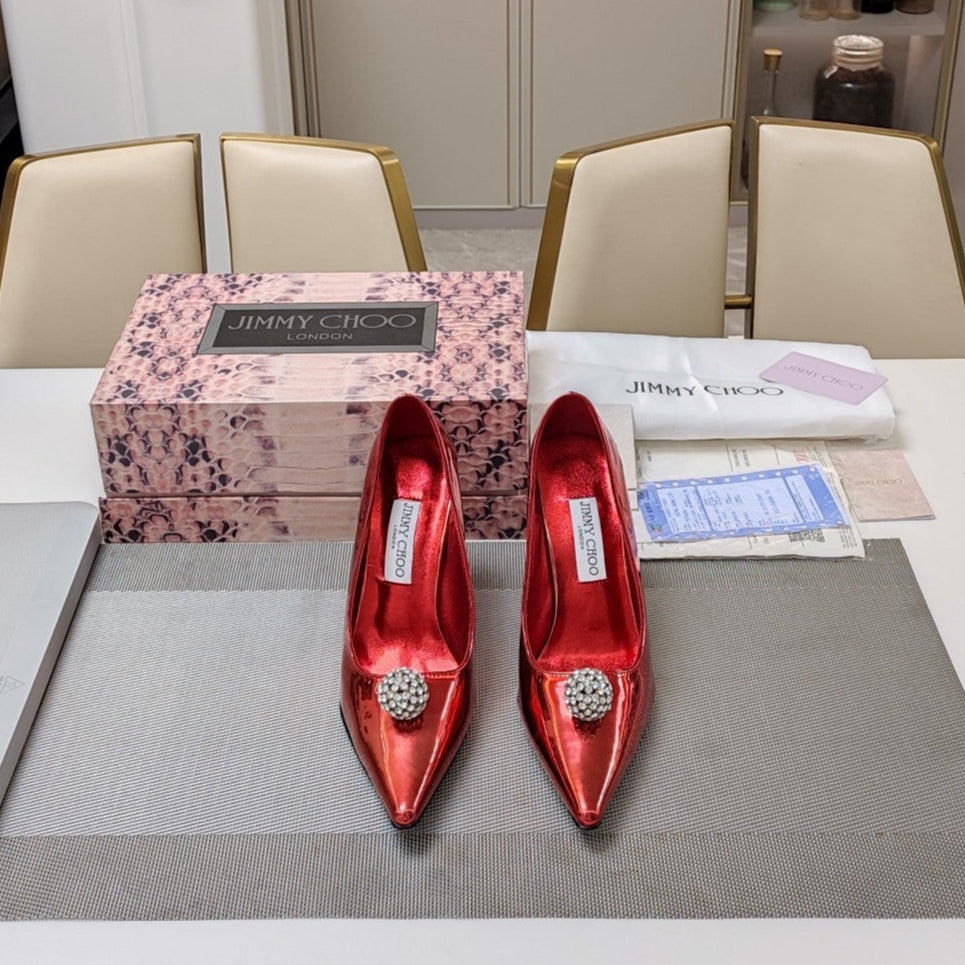 Jimmy 25 Orb Pump 100 Red Patent Leather 240044