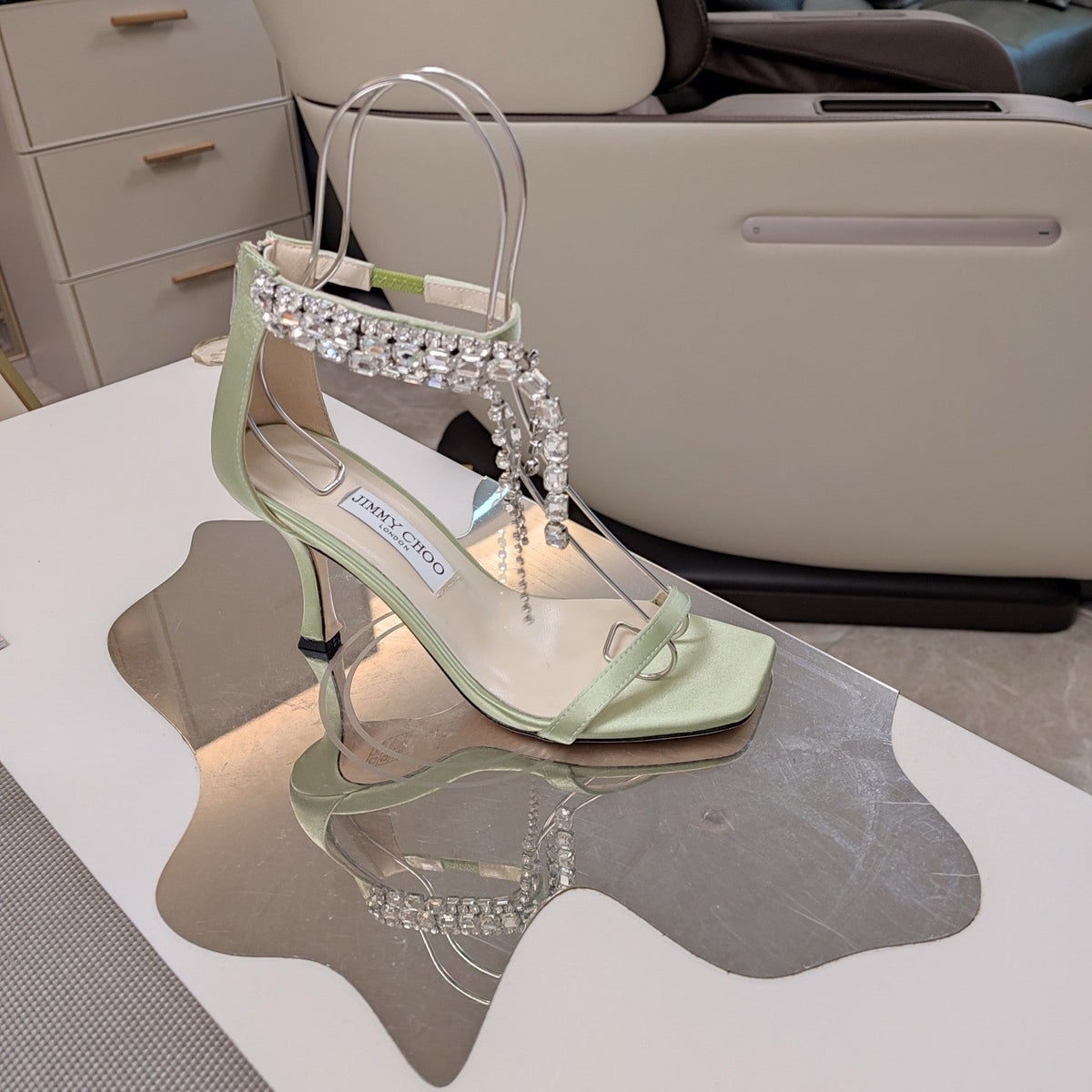 Jimmy 25 Verity Sandal 70 Nyanza Green Silk 240032