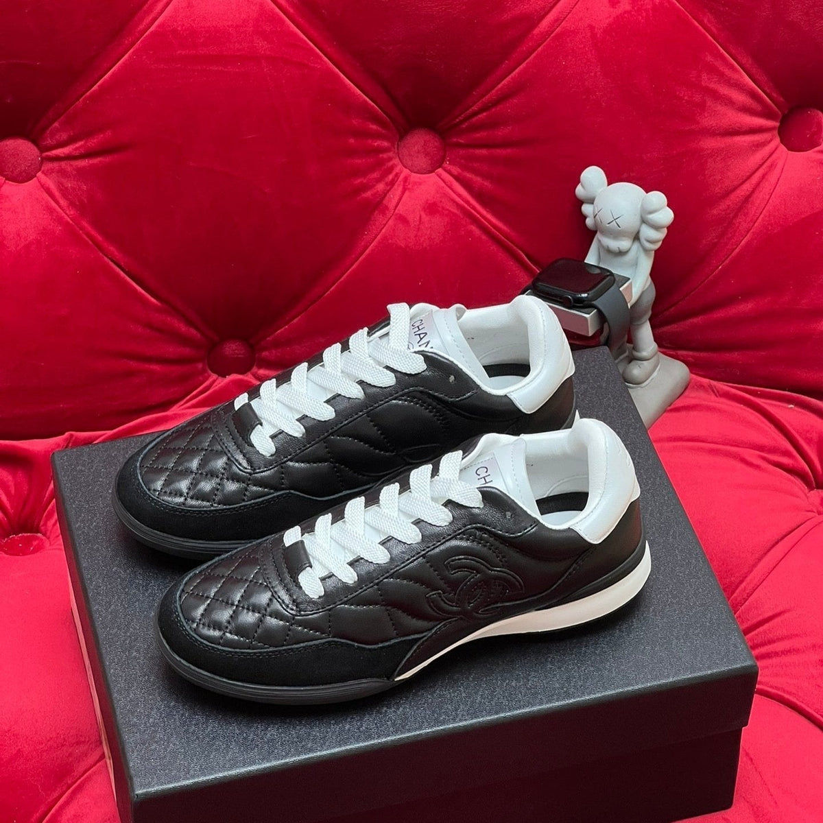 cc low sneaker black quilted calfskin