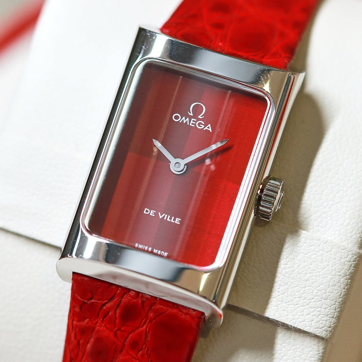 Omega De Ville 26.12mm Silver Red Dial