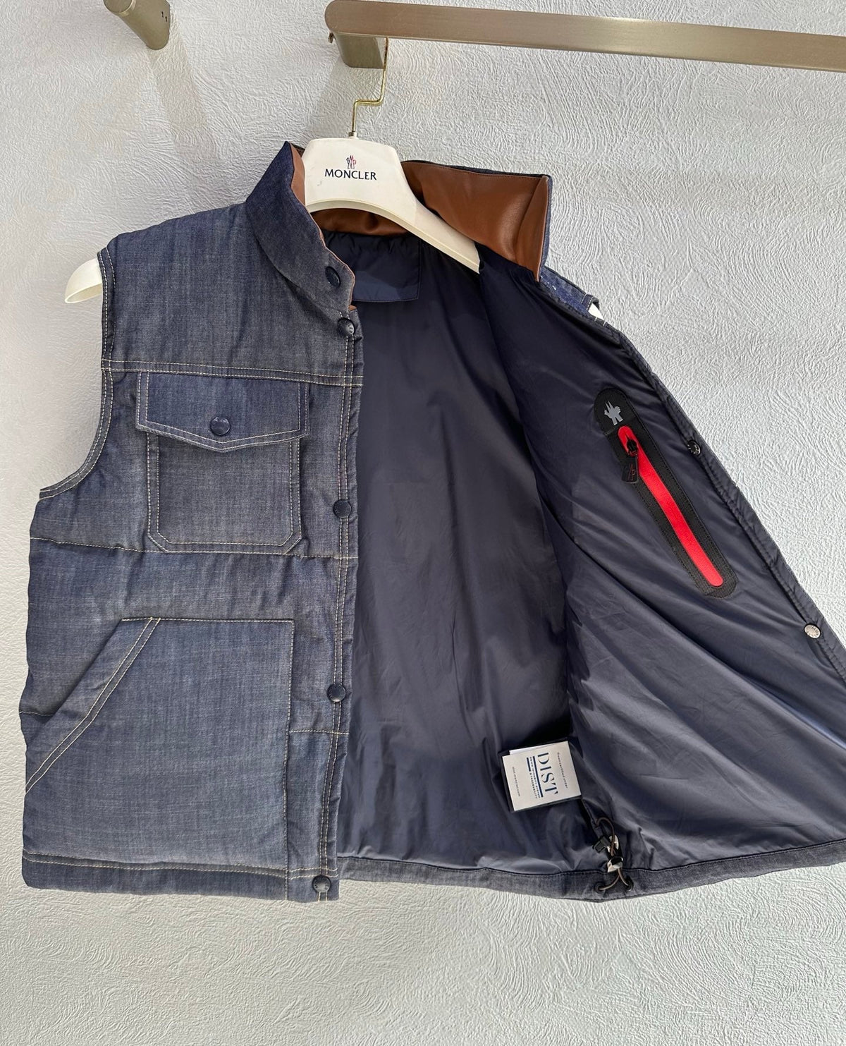 Moncler 2025 Grenoble Krachan Gilet Blue Denim Down