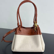 BV Parachute 21cm Bag Brown mix Beige Leather Canvas 563678