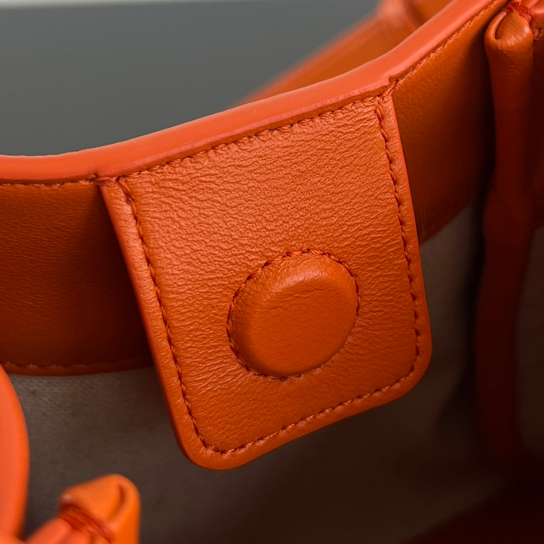 BV Parachute 21cm Bag Orange mix yellow Leather Raffia 563679