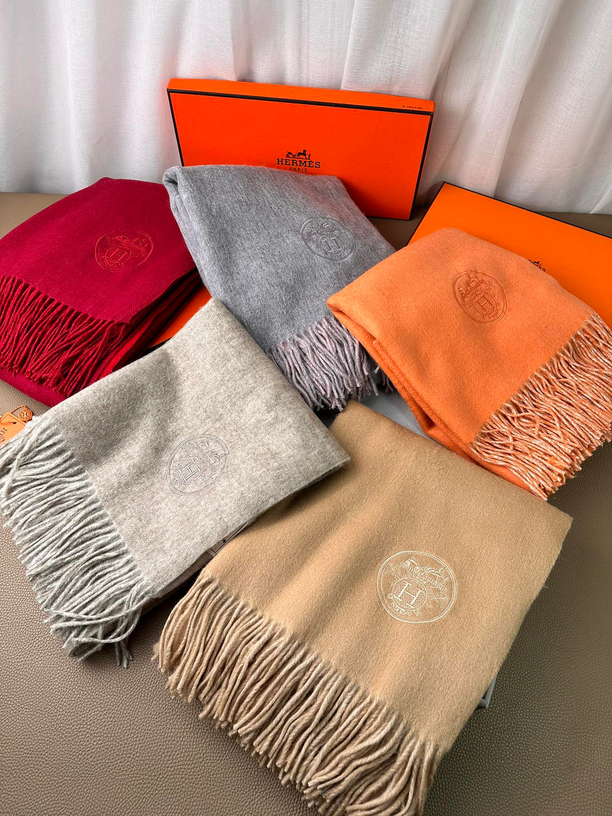 DOUBLE-FACE SCARF 200 CM IN LIGHT PINK AND GREY CASHMERE