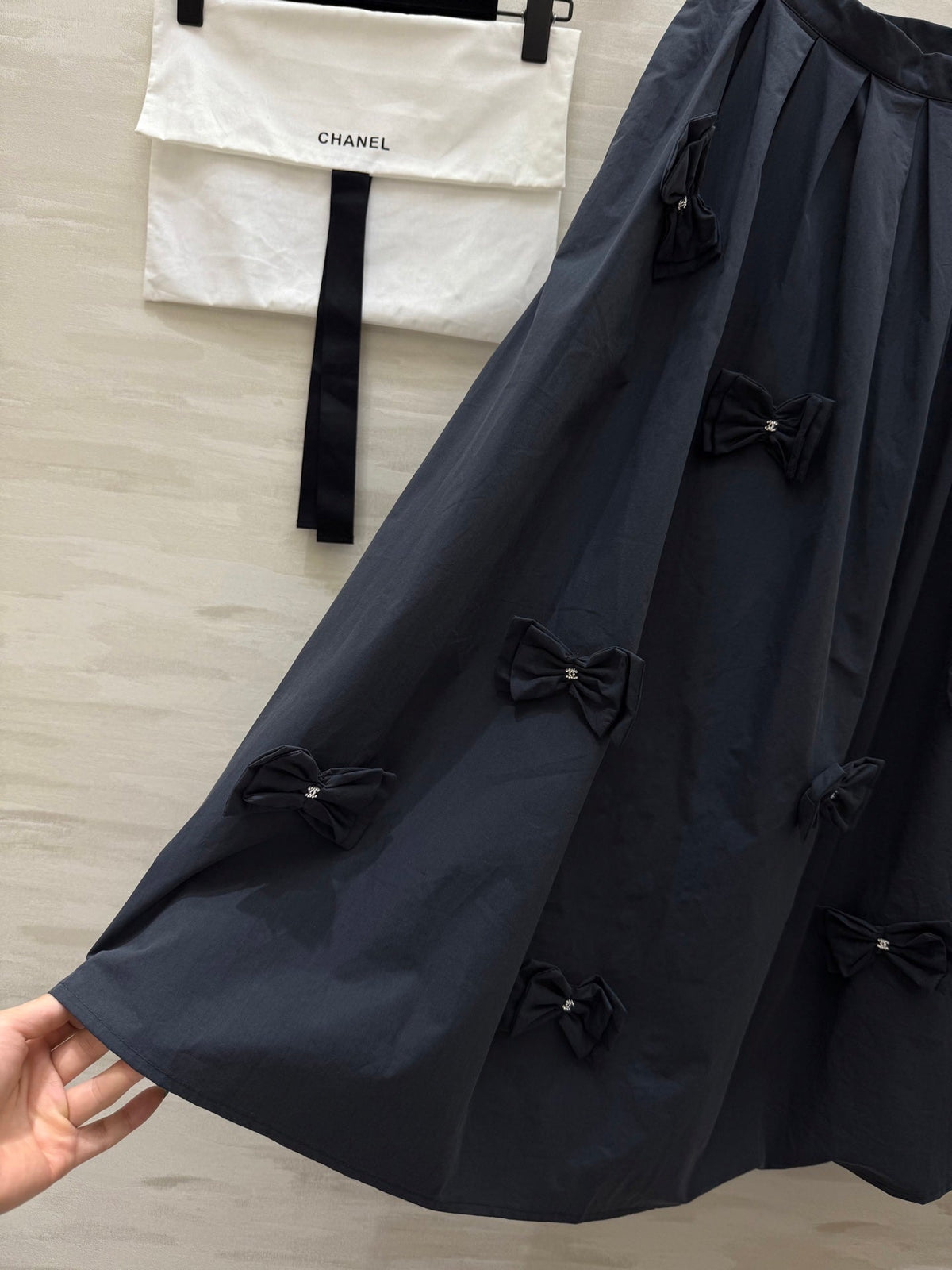 CC Bowknot Skirt Black Cotton