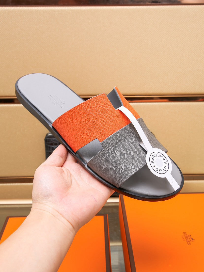 HM IZMIR SANDAL GRAY AND TIGER LAMBSKIN