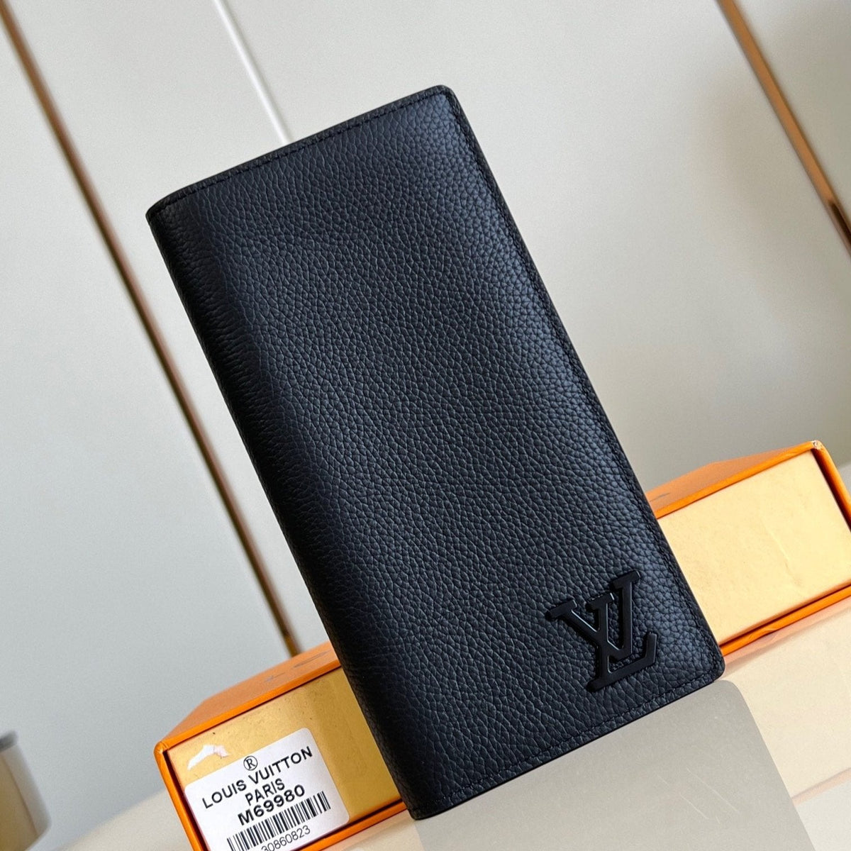 BRAZZA WALLET AEROGRAM 19CM BLACK CALFSKIN