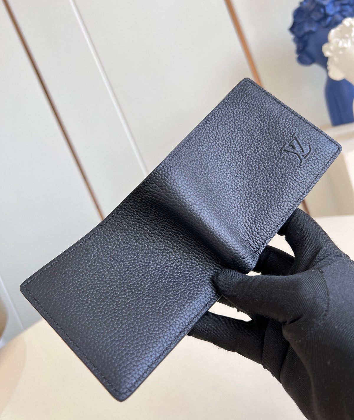 MULTIPLE WALLET 10CM BLACK CALFSKIN