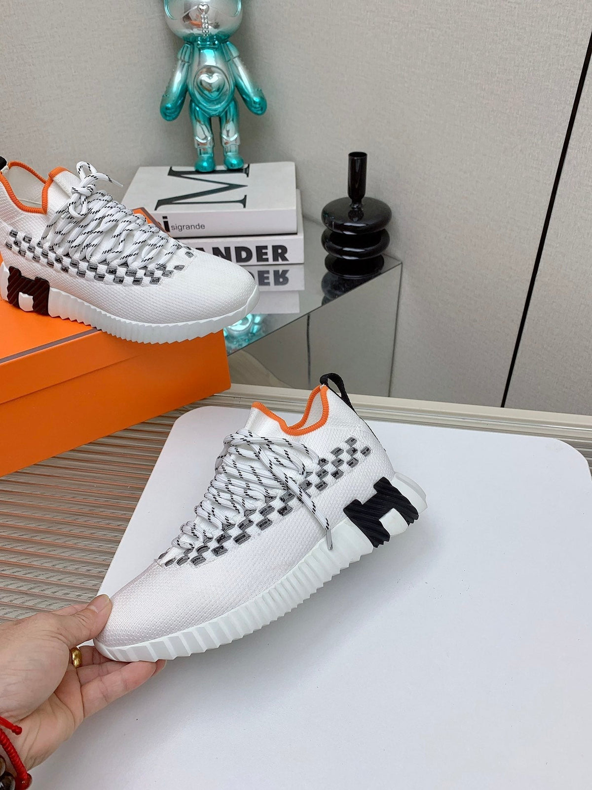 HM Flex slip-on sneaker In White Woven Fabric 106321