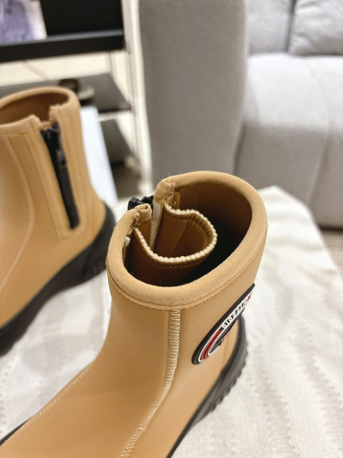 CD Ankle Boots Yellow Beige Elastic Fabric