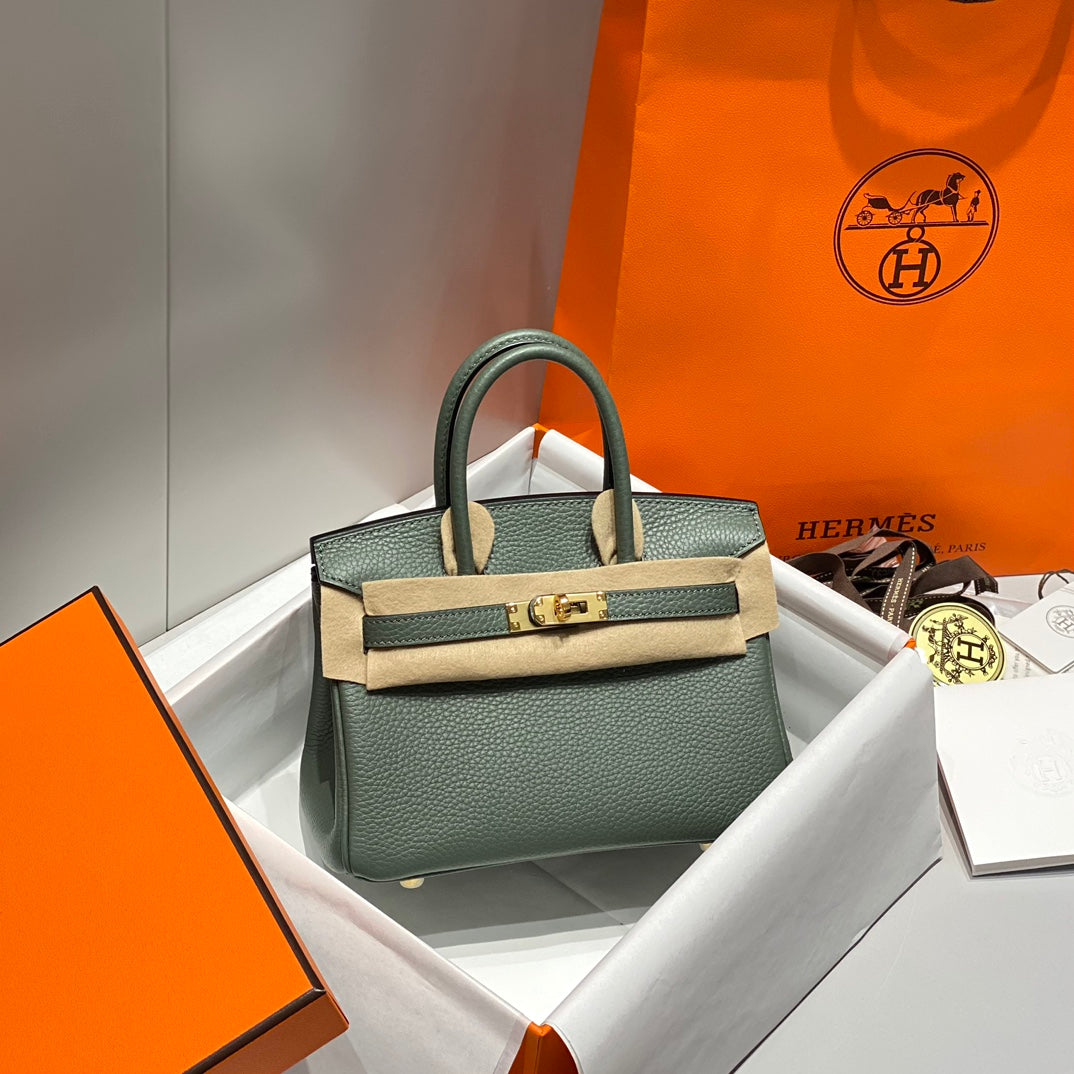 HM Birkin 20cm Vert Amande Togo Leather Gold Hardware