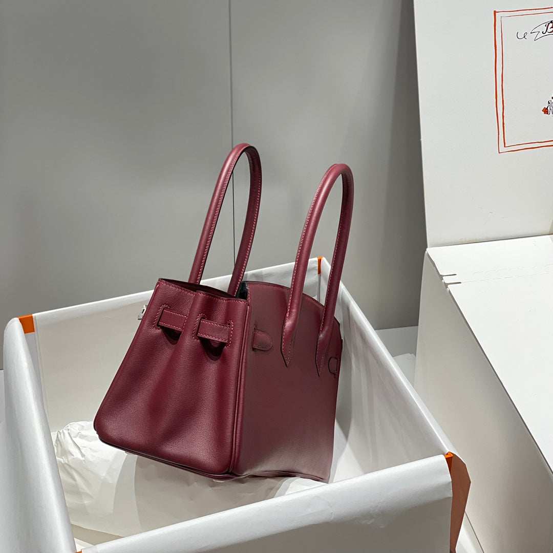 HM Shoulder Birkin 29cm Burgundy Swift Leather Silver Hardware