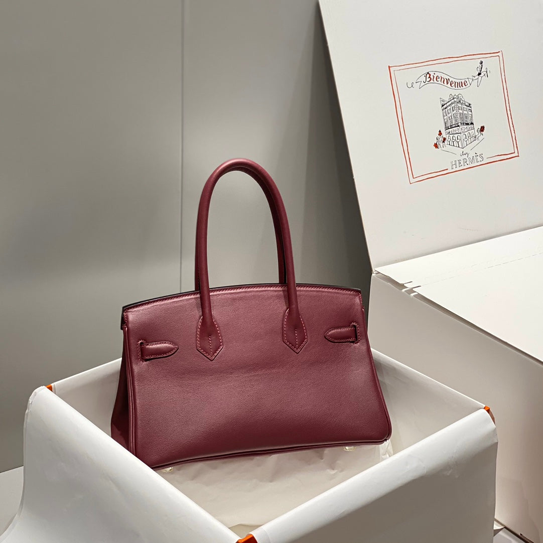HM Shoulder Birkin 29 Wine Red Brown Leather 222339
