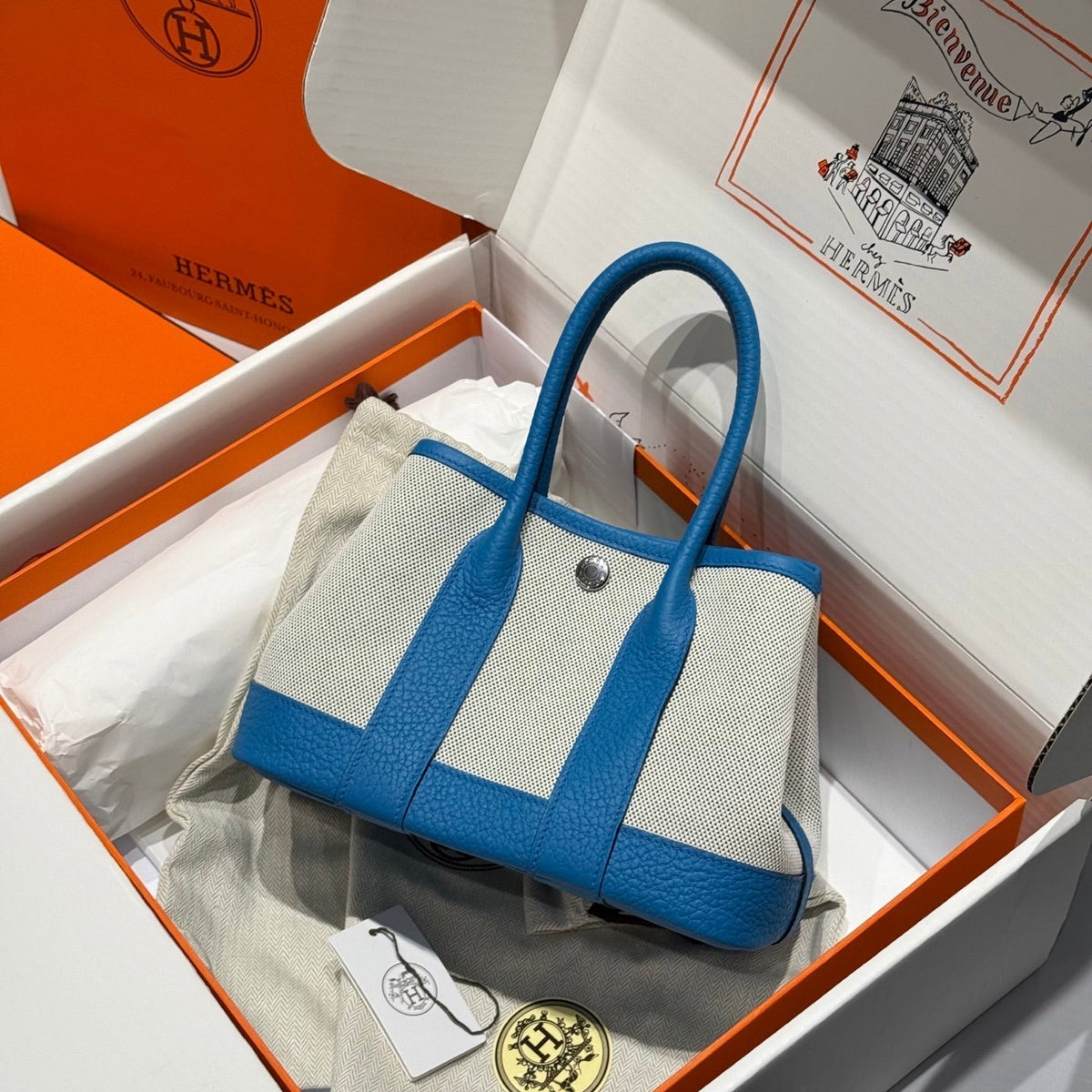 HM Neo Garden 23 bag Dodger Blue Canvas and Negonda Calfskin 243334