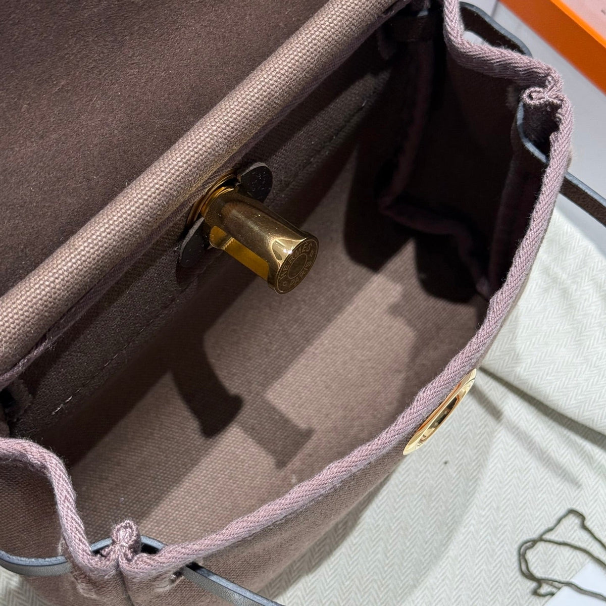 HM Mini Herbag Gold Buckle 20 Coffee Canvas and Hunter Cowhide 243300