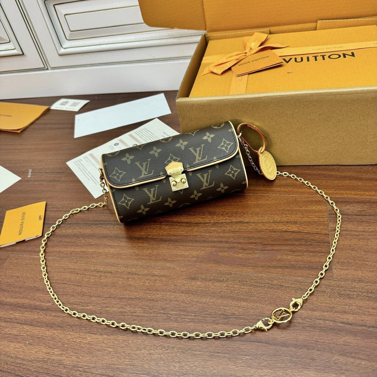 LV Pochette Camille 20cm Brown Monogram Canvas 330396