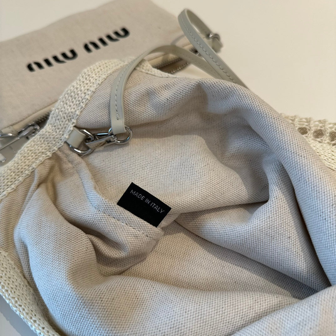 Miu' beach tote bag white canvas