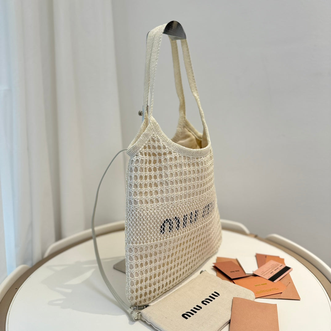Miu' beach tote bag white canvas