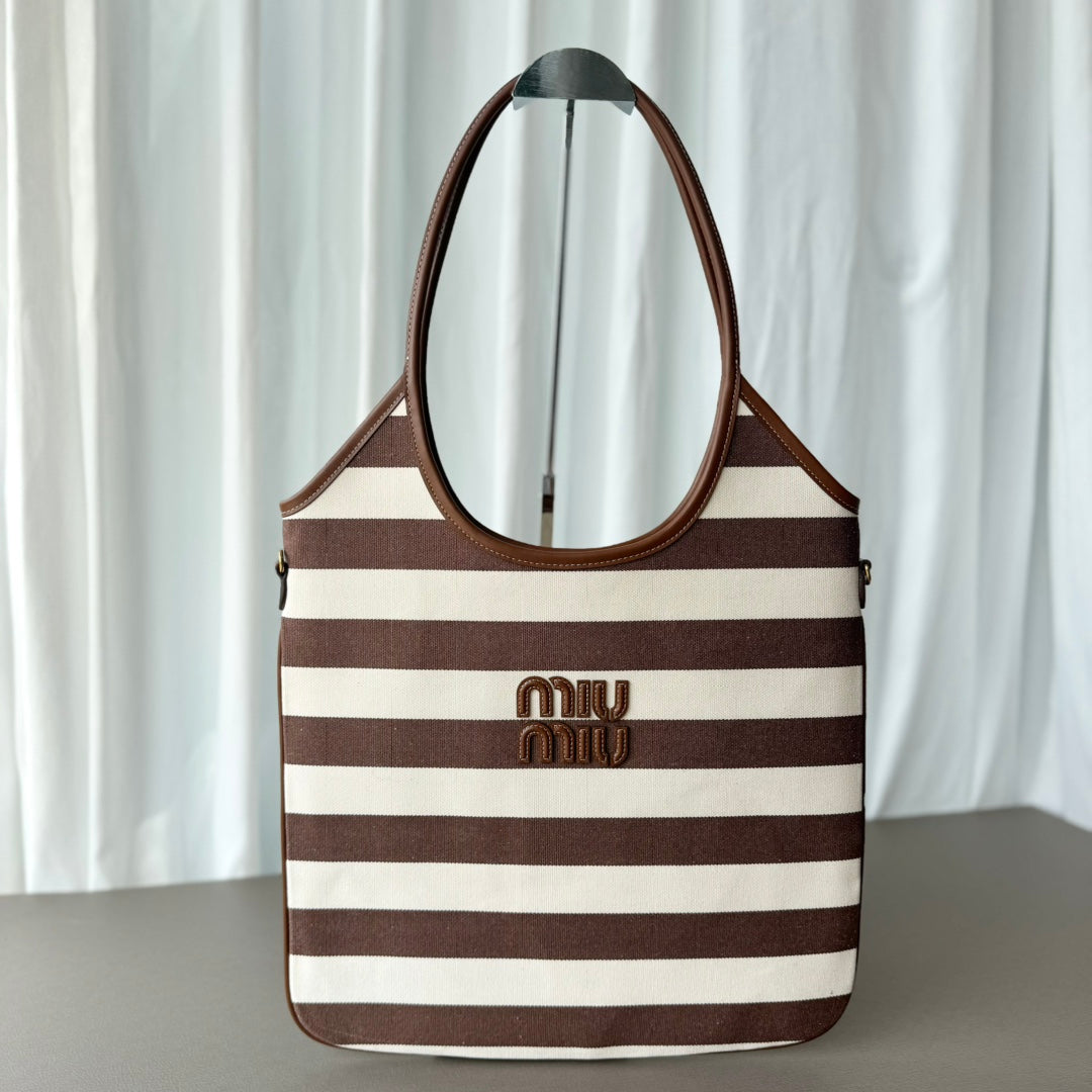 Miumiu Isetan tote hobo bag striped canvas