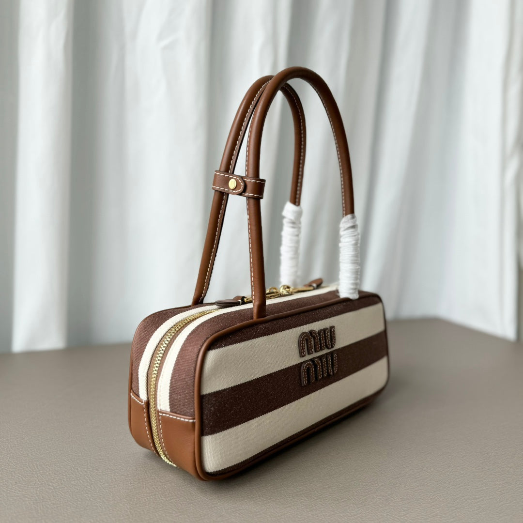 Miumiu large shoulder bag striped canvas